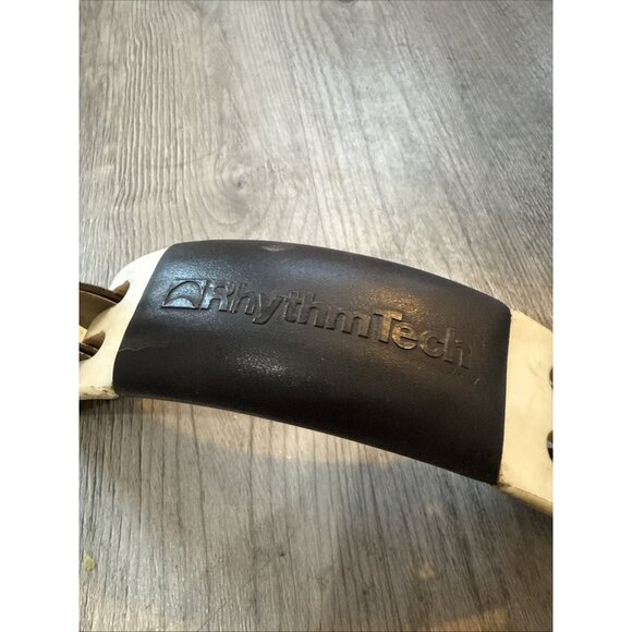 10" RhythmTech Ergonomic Tambourine White Plastic Nickel Jingles RUST USED - Picture 2 of 10